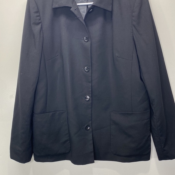 Talbots Womens Wool Button Down Blazer Jacket Size 16 Black Career Classic - Picture 4 of 5